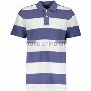 Latest Design High Quality Blue & White Striped Polo Shirt for Men thumbnail-1