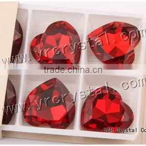 4827 Crystal Beads 28mm Siam Color Red Heart Glass Gemstone thumbnail-1