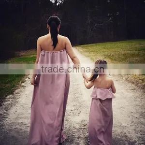 Mommy and me Maxi Dresses Family Clothing Sets Light Purple Women Wear thumbnail-2