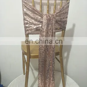 Graceful Popular High Quality Rose Gold Sequin Chair Sash thumbnail-4
