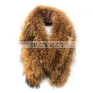 Natural Top Quality Color Real Raccoon Fur Collar for Jackets thumbnail-4