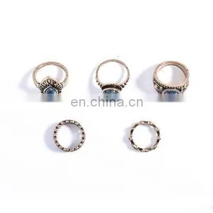 5PCS/Set Fashion Jewelry Gold Plated Turquoise Above Knuckle Ring Midi Ring thumbnail-4