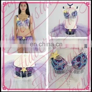 Aidocrystal American Hot Sale Handmade Full Rhinestone Beading Belly Dance Bra thumbnail-1