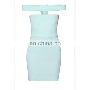 Sexy off Shoulder Dress Fashion Women Clothing Strapless Blue Bodycon Dress thumbnail-5