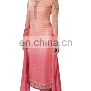 Decent Pink Colour Semi-Stitched Salwar Kameez Dress Material For Occasion Wear / New Arrival 2016 Dress Material(salwar Kameez) thumbnail-3