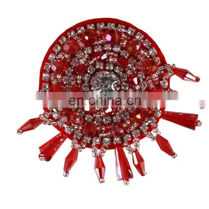 Fashion Red Black Round Design Beaded Crystal Tassel Fringe Patches for Bag Clothes thumbnail-3