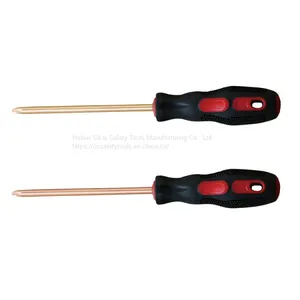 Explosion-proof Rubber Handle Phillips Screwdriver Aluminum Bronze 200mm thumbnail-1