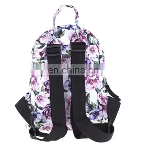 New Arrival 9inch Mini Backpack Girls Small Travel Bag With Romantic Purple Rose Image thumbnail-5