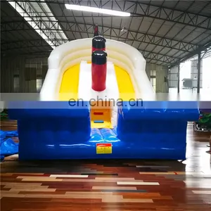Outdoor Portable Blue Ship Inflatable Titanic Water Pool Slide for Sale thumbnail-3