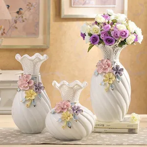 Sunflower Large White Knit Gilded Hand Made Moon Flower Ceramic Floor Vase For Living Room thumbnail-4