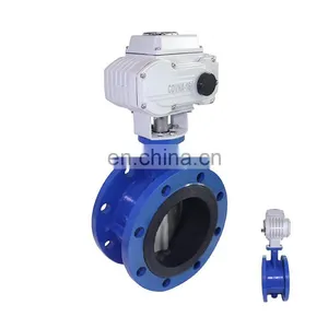 4 Inch Double Flange Ductile Iron Electric Actuator Butterfly Valve Motorized Butterfly Valve thumbnail-1