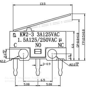 High Lifespan KW2-3 Series KW2-3-02P-30-5 Micro Switch Long Handle Small Micro Action thumbnail-2