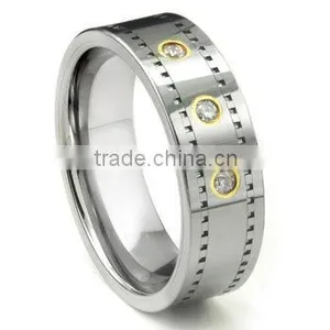 Tungsten Carbide 14k Gold Diamond Milgrain Wedding Band Ring, Vintage Design Diamond Tungsten Ring thumbnail-1