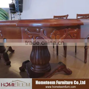 Antique Extendable Large Wood Folding Dining Table Set thumbnail-4