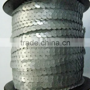 SINGLE STRAND 6MM SEQUIN TRIMMING, 6mm Light Gray, FOR SEWING USE 2 COLORS IN STOCK thumbnail-1