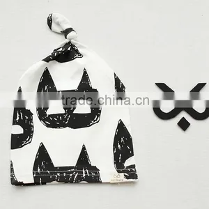 Breathable Kids Hat Boutique Cotton Cartoon Tied Angle Newborn Baby Cap For 0-2 Years In Stock thumbnail-3