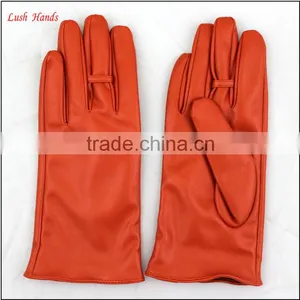Ladies Wholesale Orange PU Leather Hand Gloves thumbnail-2