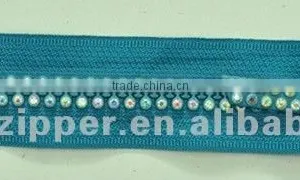 10# (open End) Muti-color Rhinestones Teeth Zipper thumbnail-1