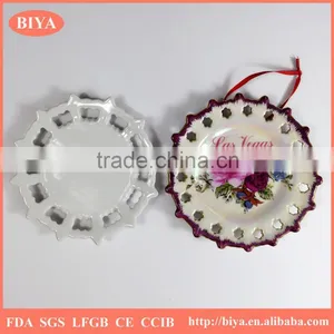 Ceramics Round Hollow Hanging Plate Coated Colorful Pearl Glazed for Souvenir and Decorative Plate, Design Can be Custom thumbnail-3