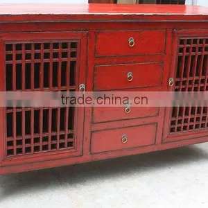 Chinese Antique Reclaimed Solid Wood Carving Cabinet thumbnail-1