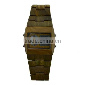 Bewell Wood Material Day Date Month Watch Movement Date Watches Digital Wood Watch thumbnail-4