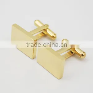 Factory Customize Gold Plating Rectangle Cufflink With Logo thumbnail-1