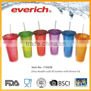 Colorful Double Wall Durable OEM Plastic Water Cup With Lid thumbnail-1