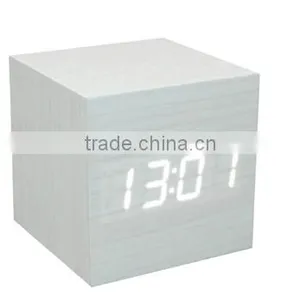Best Selling Promotion Cube Colorful LED Wood Alarm Clock for Home Decoration Comply With CE ROHS - S714 thumbnail-3