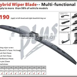 T190 Ideal Streak-free Smooth Quiet Auto Parts Hybrid Japanese Car J-Hook Arm 500mm Windshield Stealth Wiper Blade thumbnail-2
