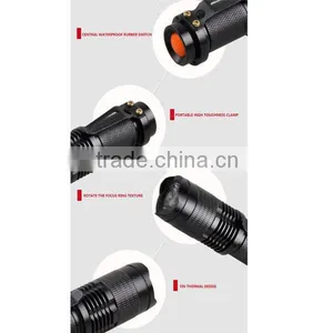 Aluminum UltraFire 7w 300lm Mini Led Flashlight Torch Adjustable Focus Zoom Light Lamp thumbnail-2