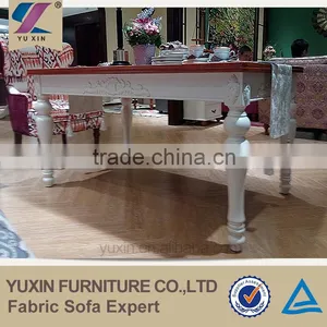 Embossed Solid Wood Dinner Table, White Dining Table Home Living Room thumbnail-2