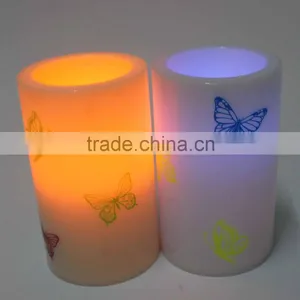Plastic Battery Operated Butterfly Printing Multicolor Glowing Led Candle for Tourist Resort or Garden Decor thumbnail-3