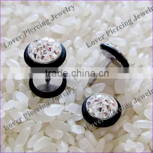 Fashion Epoxy Covering Crystal Design Stainless Steel Fake Ear Piercing Jewelry [FC-875] thumbnail-1