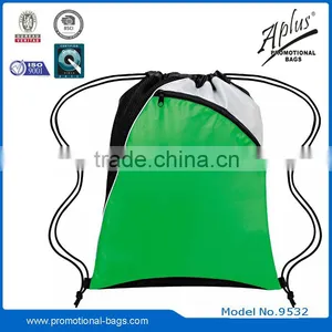 Promotional Drawstring Bag Custom With One Front Zipper Pocket thumbnail-2