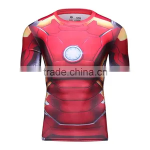 China Summer Men's Marvel Superhero Sublimation T Shirt Wholesale Manufacturer Guangzhou Clothing Mens Cycling Shirt thumbnail-1