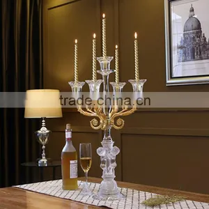 Wedding / Home Decorative 5 Golden Arms Crsytal Candelabra thumbnail-6