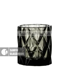 SAMYO Handcrafted Home Usage Pressed Glass Tumblers With Rhombus Pattern thumbnail-5