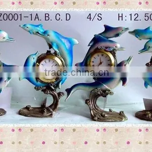2012 Crafts Metal Pewter Table Clock With Dolphin for Decoraton thumbnail-1