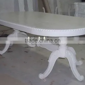 Oval White Dining Table - Indonesian Mahogany Furniture - Wooden Mahogany Furniture thumbnail-1