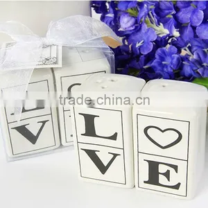 Wedding Favor Ceramic "LOVE" Salt & Pepper Shakers thumbnail-1