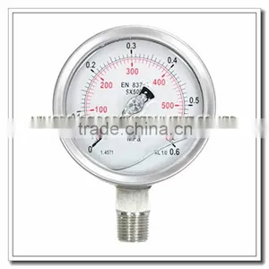 High Quality 4 Inch All Stainless Steel Oil Filled Manometer thumbnail-2