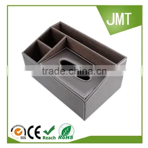 Home Decoration Multifunction PU Desk Organizer Leather Tissue Box thumbnail-3