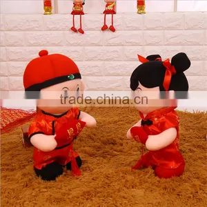 Chinese Costume Dolls Custom Stuffed Plush Wedding Couple Dolls thumbnail-5
