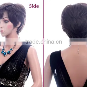 China Wig Supplier Synthetic Lady Bobo Wig Short Hair Lace Wig Silk Top thumbnail-3