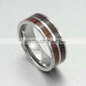 High Quality Sapele-Wood Titanium Ring,Titanium Ring For Men,Wood Inlay Ring thumbnail-4