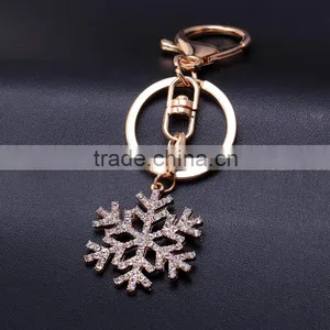 New Fashion Cute Keychain For Keys Wholesale Christmas Gift Rhinestone Snowflake Key Chain For Woman Jewelry thumbnail-3