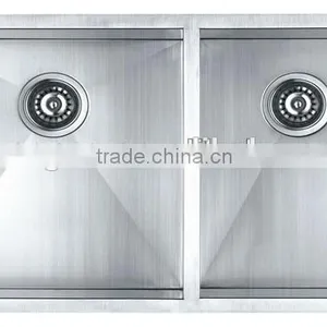 Two Bowls Stainless Steel Commerical Hand Made Kitchen Sink GR-3320 thumbnail-1
