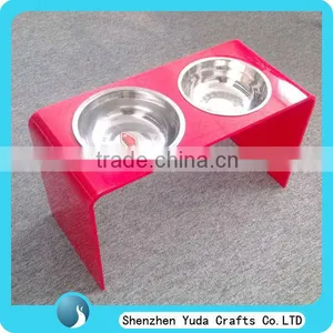 Plastic Acrylic Pet Bowl, Dog Cat Food Bowls, Red Color Acrylic Pet Feeder thumbnail-1