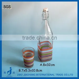 1000ml Square Glass Drinking Bottle Set With Decal thumbnail-1