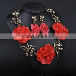 Hot Resin Necklace Earring Flower Jewelry Set thumbnail-3